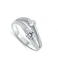 thumbnail image 4 of White Cubic Zirconia Modern Style Waved Ring .925 Sterling Silver Thumb Band Jewelry Female Size 10, 4 of 4