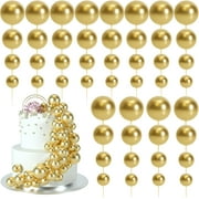 48 Pcs Balls Cake Topper Decorations Balloon Cupcake Toppers Foam Cake Topper Balls Cake Balls Decorations for Birthday Party Wedding Anniversary Cake Decorating