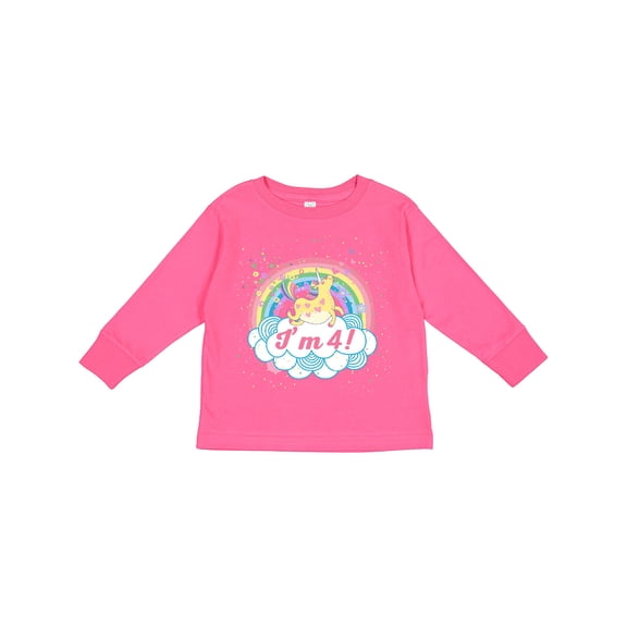 Inktastic 4th Birthday Unicorn Rainbow Cute Girls Girls Long Sleeve Toddler T-Shirt