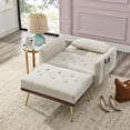 thumbnail image 3 of Accent Chair with Ottoman and Pillow, Single Sofa Chair with Adjustable Backrest and Side Pocket, Velvet Recliner Sofa Chair Comfy Reading Chair for Dorms Apartments Studios Office, Beige, 3 of 7