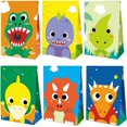 thumbnail image 1 of LEEYNEER - Paquete de 24 bolsas de regalo para fiesta de dinosaurios - Bolsas de golosinas multicolores para niños para fiesta de cumpleaños, bolsas de golosinas de dinosaurios, bolsas de regalo de, 1 of 7