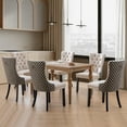 thumbnail image 3 of JESTOP Velvet Dining Chairs Set of 6, Tall Back Side Chair, Modern Upholstered Side Chair with Button Back Ring, Solid Wood Legs (White&Plaid), 3 of 7