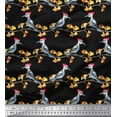 thumbnail image 1 of Soimoi Black Cotton Duck Fabric Autumn Leaves & Woodpecker Bird Printed Fabric 1 Yard 44 Inch Wide, 1 of 3