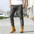 thumbnail image 2 of JIAYUE Men's Casual Pants Slim Fit Ankle-Tied Pocket Pure Color Joggers For Outdoor Sports Comfortable Sweatpants Breathable Bottoms For Men, 2 of 8