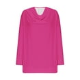 thumbnail image 5 of Tops for Women Plus Size Pleated Collar V-Neck Solid Color Casual Loose Long-sleeved Top Hot Pink XL, 5 of 5