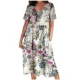 thumbnail image 1 of Birdeem Robe Décontractée pour Femmes, Mode Aguichant Vintage, Col en V, Manches Courtes, Boutons, Poche, 1 of 7