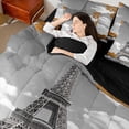 thumbnail image 4 of Homewish Boys Girls Romantic Eiffel Tower Bedding Comforter Set 7pcs,Valentine's Day Queen Bedding Sets Super Cozy,Grey Yellow Queen Sheet Sets,Super Cozy Room Decor,Reversible, 4 of 8