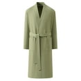thumbnail image 1 of LNWUY Men's Solid Color V-Neck Pocket Weave Robe Quick Dry 3/4 Sleeve Pajamas Loungewear Bath Robe Home Lounge Pajama Robe Green L, 1 of 2