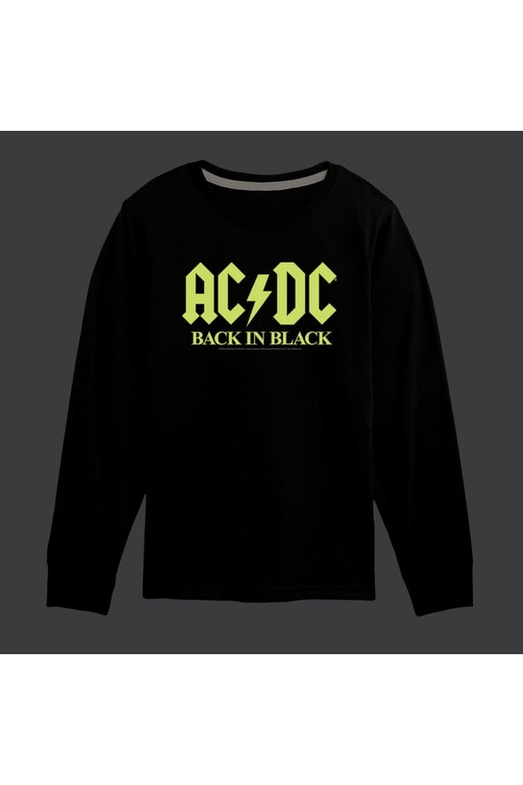 ACDC - Glow In The Dark - Back In Black - Toddler & Youth Long Sleeve Graphic T-Shirt
