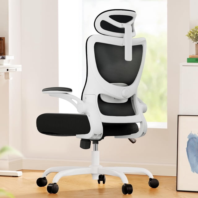 Silla de oficina ergonómica Marsail con respaldo alto de malla y soporte lumbar