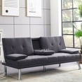 thumbnail image 2 of Segmart Futon with Cupholders, Dark Grey, 2 of 10