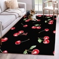 thumbnail image 3 of 4x6 Area Rugs, Cherry Rustic Non-Skid Rubber Backing Large Rectangle Rugs - Living Room Bedroom Home Office, Spring Summer Tropic Fruit Black Indoor Floor Mat Carpets Washable Rug, 3 of 9