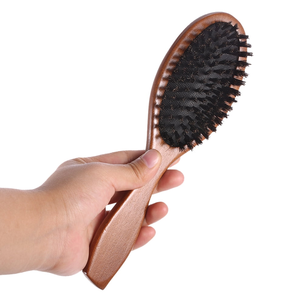 Natural Boar Bristle Hair Brush Comb Oval Anti-static Paddle Hair