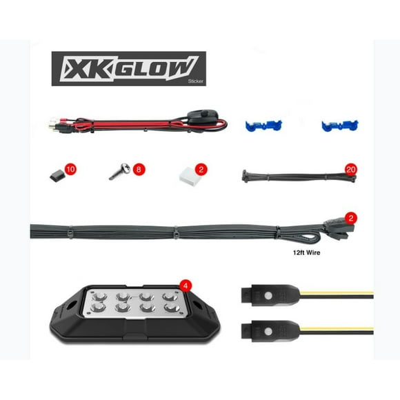 XK Glow Rock Light XK-ROCK-STA XKchrome; Under Body Mount; LED; Over 16 Million Colors With Amber Turn Signal Function; Clear Lens; 6 Watts Per Light Pod