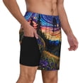 thumbnail image 2 of Fuzoiu Galactic Night Over Meadow Print Men's Swim Shorts,Quick-Dry Double-Layer Swim Trunks,Board Trunks,Beach Shorts Swimwear Bathing Suits-X-Large, 2 of 6