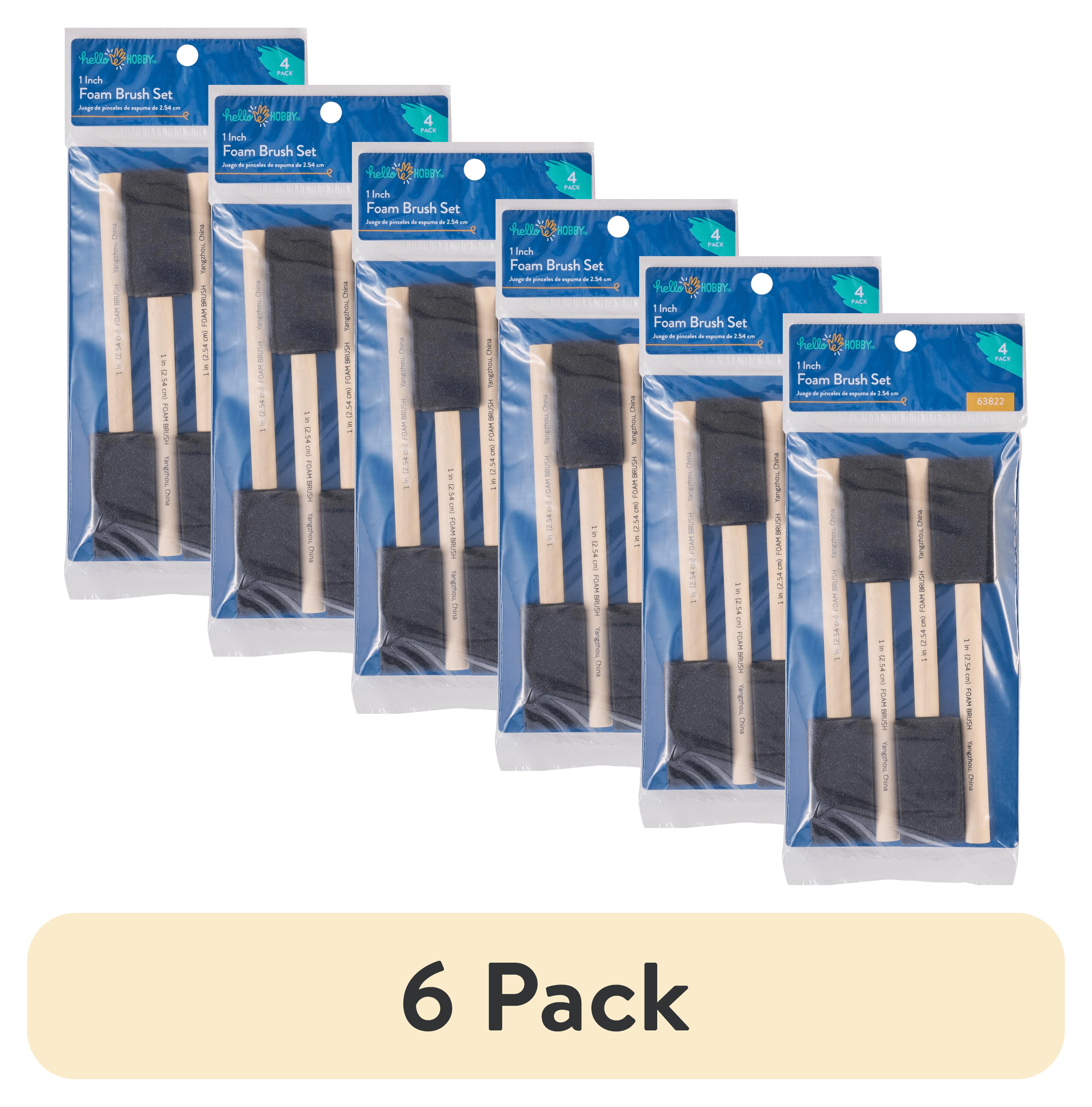 Hello Hobby 4-Piece Foam Paint Brush Set, 1 Inch (6 Pack)