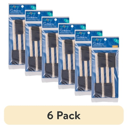 (6 pack) Hello Hobby 4 Piece Foam Paint Brush Set, 1"
