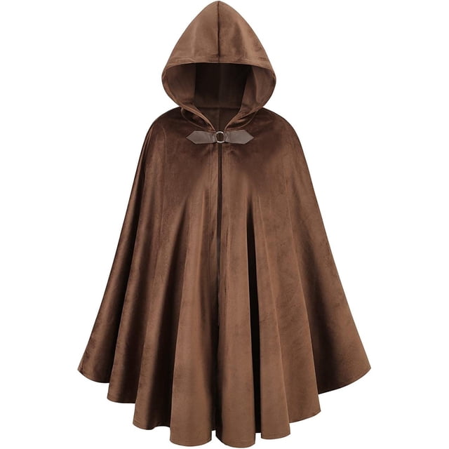 Capa Medieval renacentista para Halloween, abrigos de Cosplay, disfraces de gamuza de ciervo, capa femenina Vintage con capucha, vestido de fiesta de Carnaval