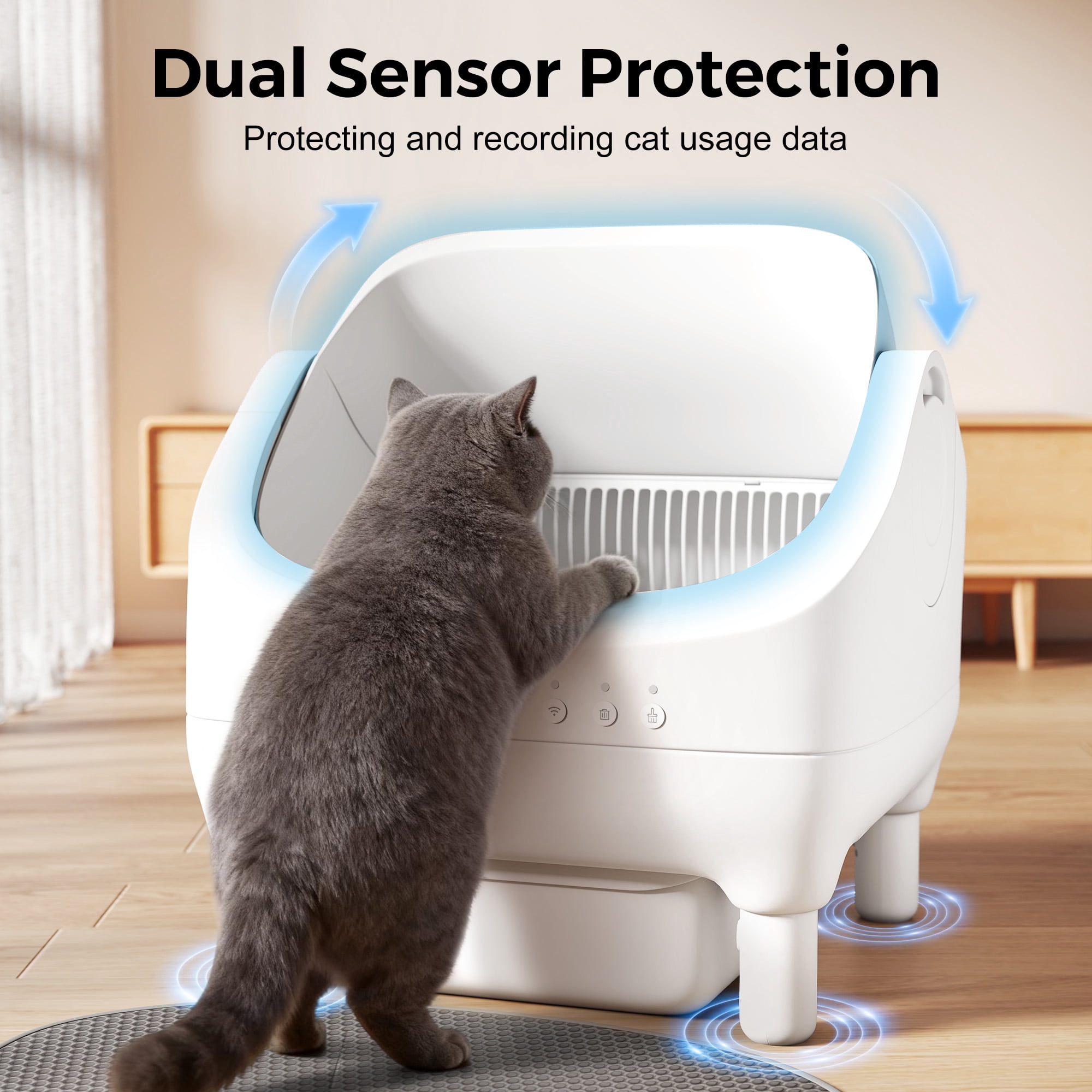 COZIWOW Smart Cat Litter Box with Waste Drawer, Solid Air Freshener, Cleaning Brush, Charger and Cat Litter Mat
