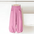 thumbnail image 3 of Xuyuer Women's Casual Loose Solid Shirred Elastic Waist Wide Leg Long Pants with Pockets - Relaxed Trousers, Pants for Women, 3 of 8