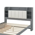 thumbnail image 5 of Queen Size Platform Bed, Wood Bed Frame with Storage Headboard, Upholstery Backrest, Shelves and 2 Drawers, Space-Saving Bed for Children, Teens, Adults, Noise-Free, No Box Spring Need, Gray, 5 of 7