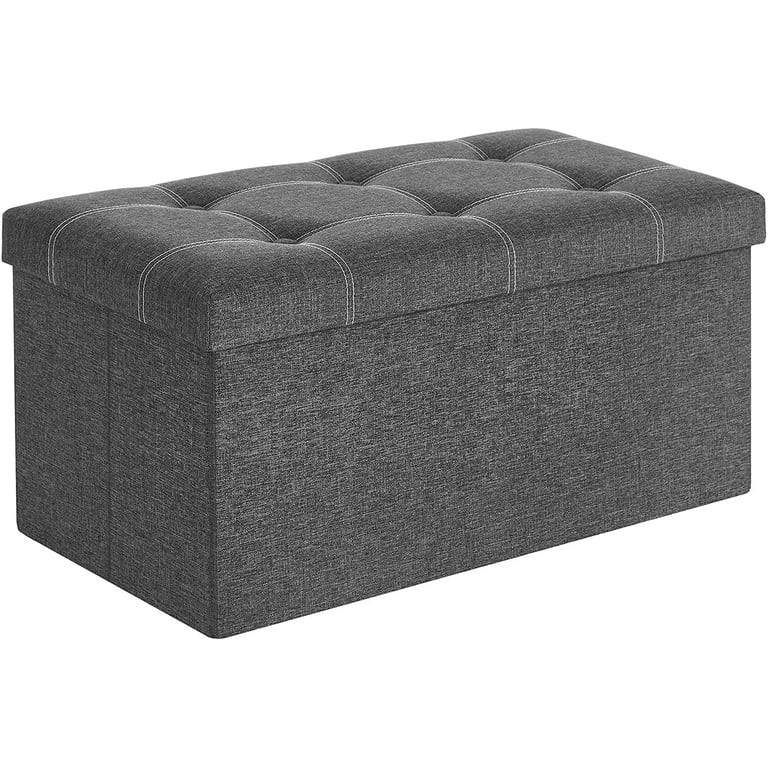 SONGMICS 30" Folding Storage Ottoman Bench, Dark Gray photo 1