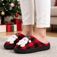 thumbnail image 6 of BERANMEY Christmas Slippers for Women and Men Black Red Plaid Santa Claus Pattern House Slippers with Plush Lining & Thick Sole Festive His & Hers Indoor Home Shoes, 6 of 9