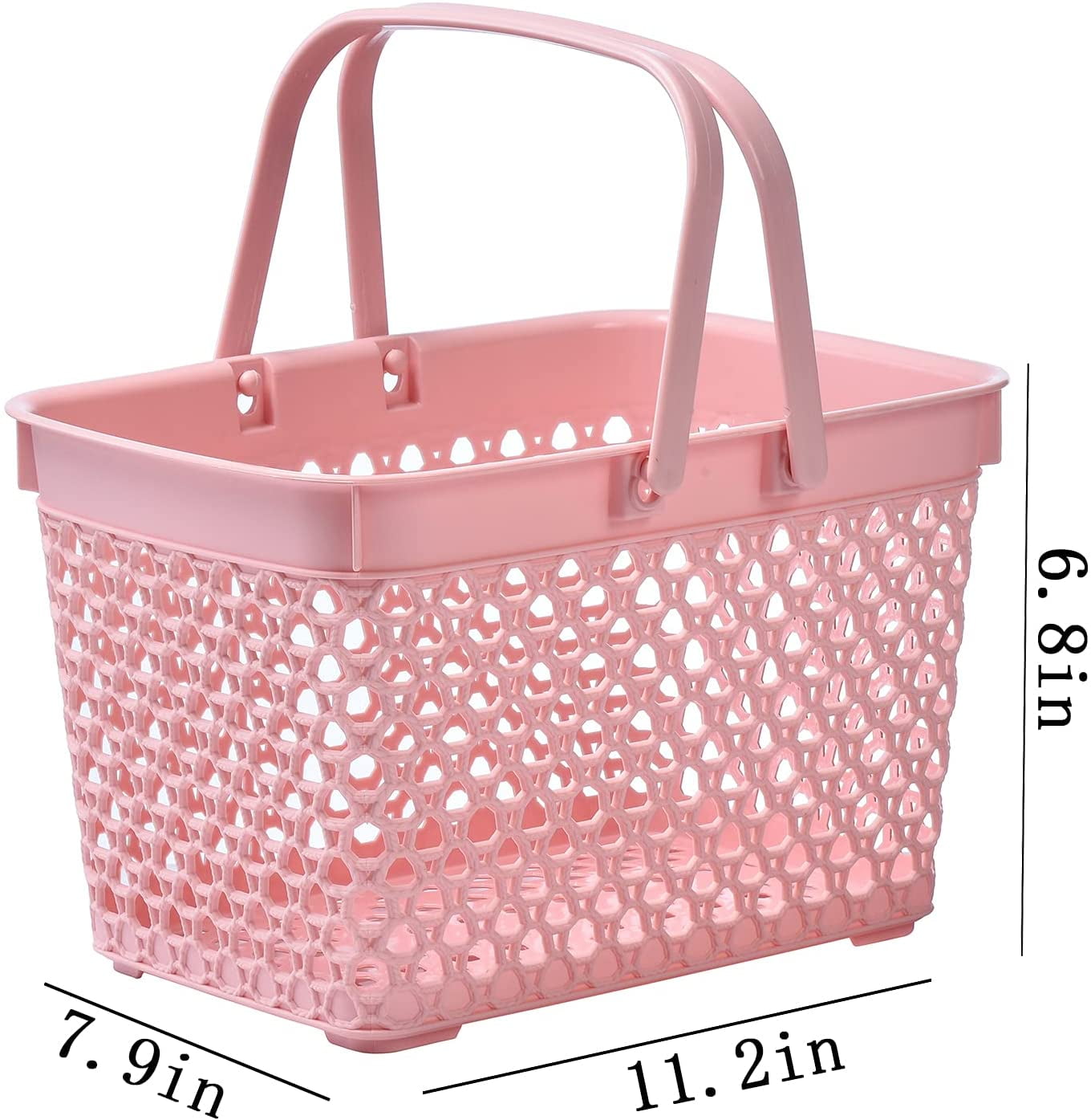 JiatuA Plastic Storage Basket with Handle Portable Shower Caddy Tote  Organizer Basket Bin for Bathroom Kitchen Dorm Room Bedroom (Large, Green)