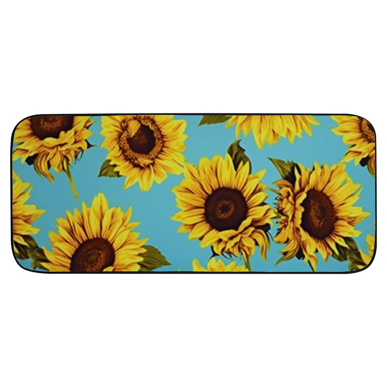 PHYHOO Front Door Mat Welcome Mat, Farmhouse Sunflower Teal Non-Slip Absorbent Indoor Door Mats, Durable Rubber Backing Floor Doormat for Entryway, Patio, Porch, Vintage Flower 19.68*47.24 in