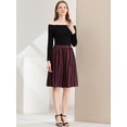 thumbnail image 3 of Allegra K Falda Mujer Midi A Rayas Con Botones Y Elástica, dos colores Negro rojo XS, 3 of 6