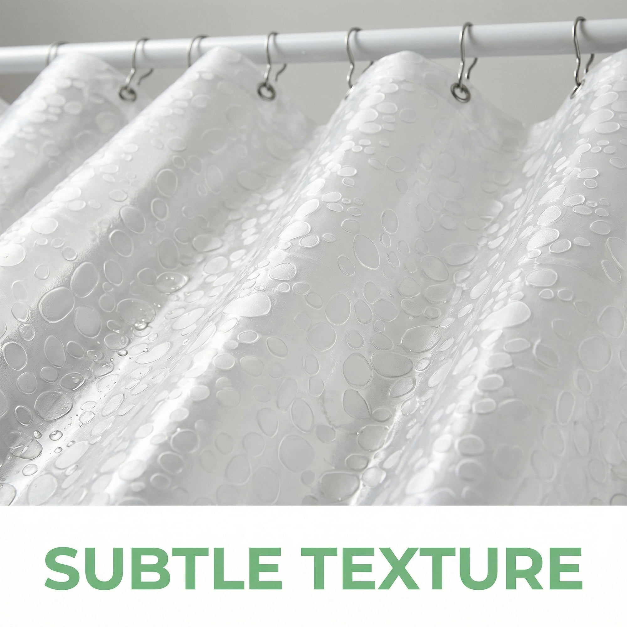 Unique Bargains Semi-Transparent Waterproof Bath Curtain with 12 Hooks Silver 71"W x 71"L
