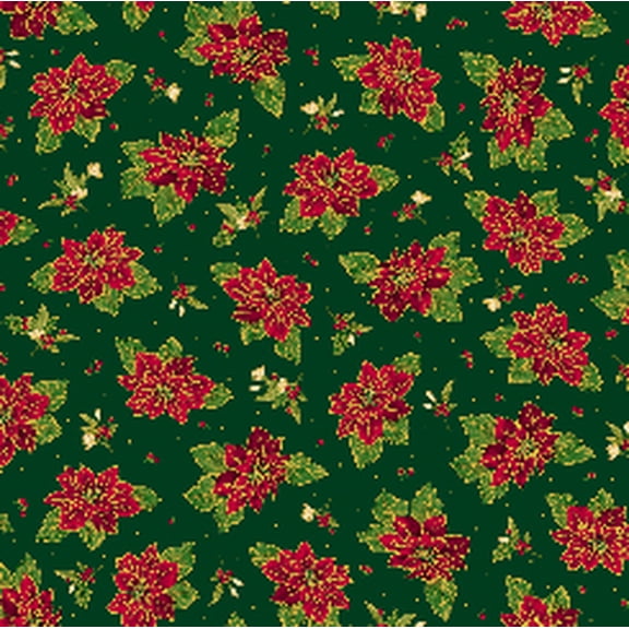 Lavish Poinsettias - 28941-F - Green - Poinsettias - Floral - Qt Fabrics