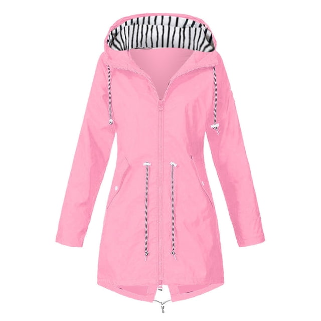 Veste de Pluie Unie pour Femmes Imperméable à Capuche Manteaux de Plein Air pour Randonnée et Voyage