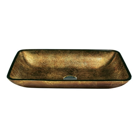 Glass Mosaic Copper Sink - Vigo Rectangular Copper Glass Vessel Bathroom Sink