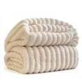 thumbnail image 2 of Plush Faux Rabbit Fur Throw Blanket – 60" × 80" Thick & Warm, Ultra Soft Fluffy Blanket for Couch, Bed, Sofa, Ideal Gift for Women (White), 2 of 7