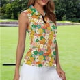 thumbnail image 4 of Uorisanigo Cute Hippie Flower Womens Golf Shirt Soft Polyester Spandex Fabric Womens Golf Shirt Sleeveless Zip Up Polo Shirts Quick Dry Outing Wear, 4 of 7