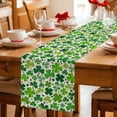 thumbnail image 5 of St. Patrick's Day Table Runner - 48 Inch Long Vintage Spring Green Lucky Irish Clovers Cotton and Linen Blended Dress Scarves Farmhouse Table Runner for Kitchen Dining, Coffee Table, 13" x 48", 5 of 8