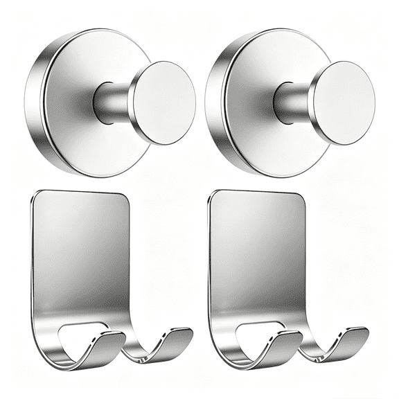 GlamourGaze Chrome Suction Hooks Heavy Duty 4 Pack