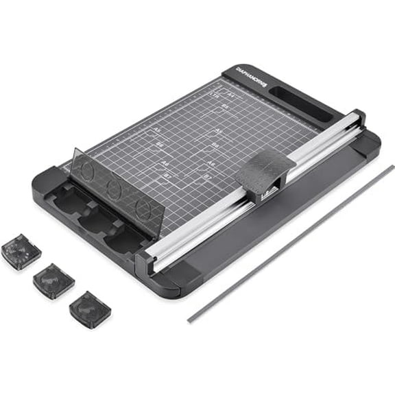 Rotary Paper Cutter, 3-in-1 Paper Trimmer, 12 Inch Cutting Length with Straight Cut/Perforating Cut/Wavy Cut, Enclosed Blades for Safe Use,  for Cardstock/Paper Craft Projects$$Office