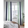 thumbnail image 3 of Sheer Curtains 84 Inches Long 2 Panels Set for Living Room, Light Green Navy Blue Striped Semi Sheer Curtains for Windows, Farmhouse Stripe Art Voile Window Treatments Rod Pocket Curtain, 3 of 7
