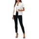 thumbnail image 2 of Inspire Chic Conjunto Chaqueta de Mezclilla para Mujer, Camisa de Jean de Manga Corta con Cuello y Botones, S Blanca, 2 of 6