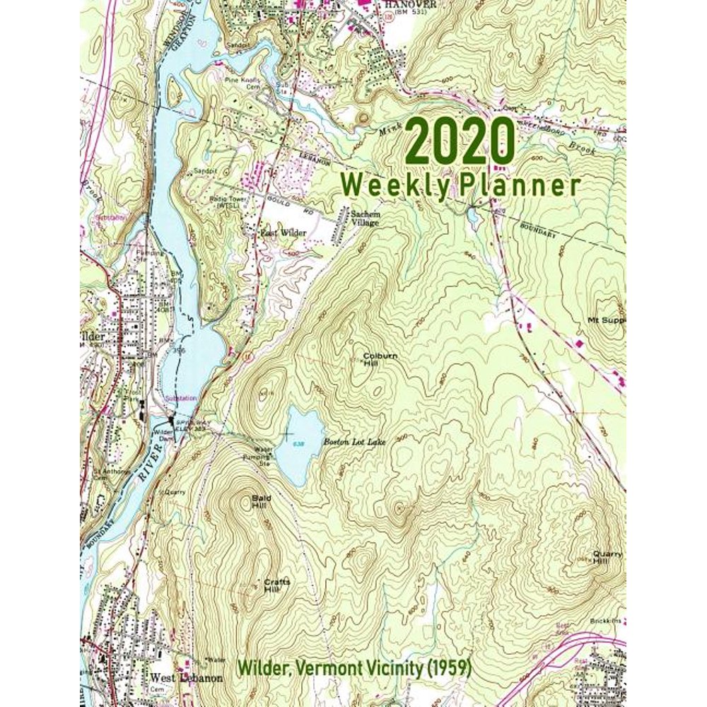 2020 Weekly Planner Wilder, Vermont Vicinity (1959) Vintage Topo Map