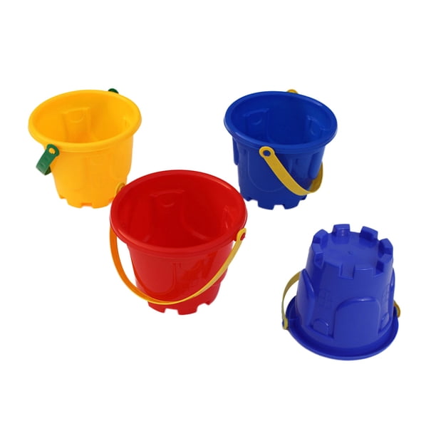 FELTECHELECTR 4 piezas de juguetes de arena de playa para niños, castillo de plástico, cubo de arena, juguete educativo de playa (color aleatorio)