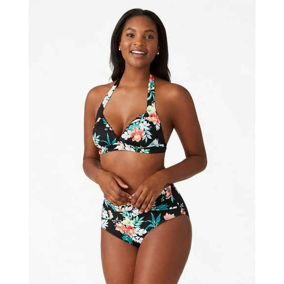 Tommy Bahama Floral Springs Halter Bikini Top, Black, Small