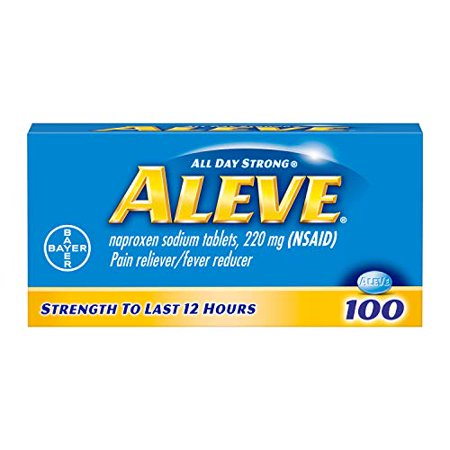 Aleve Caplets with Naproxen Sodium, 220mg (NSAID) Pain Reliever/Fever Reducer, 100 Count