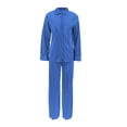 thumbnail image 6 of Busydd Women's Pajama Sets Long Sleeve Turndown Collar Button Top and Trousers Two Piece Sleepwear Trendy Solid Color Ribbed Fall Pajamas S, 6 of 6
