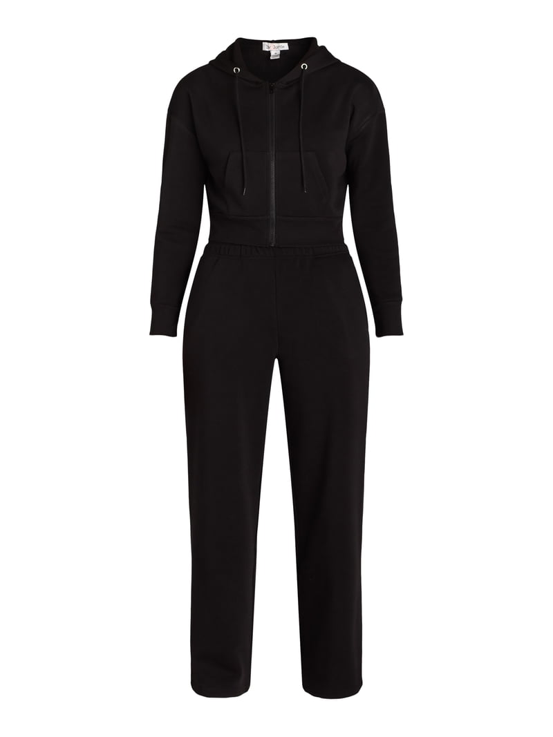 Liv & Lottie Cropped Hoodie and Wide Leg Pants Fleece Set