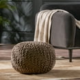 thumbnail image 2 of Haley Indoor Handcrafted Modern Fabric Weave Pouf, Light Brown, 2 of 6