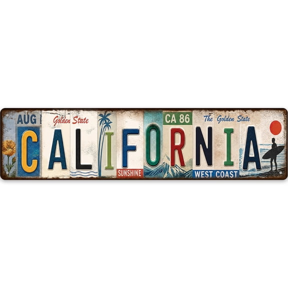 Vintage California Metal Wall Sign - Rustic Homedecor 16X4 Inch