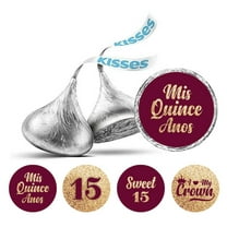 Darling Souvenir Quinceanera 15 Birthday Stickers for chocolate Candy Labels 190 Pcs-Burgundy & Golden